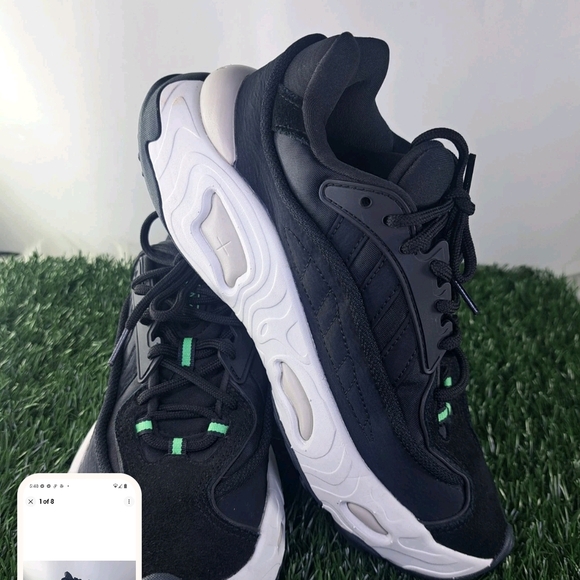 Oznova Adidas Black and Green Athletic Sneakers - Picture 2 of 14